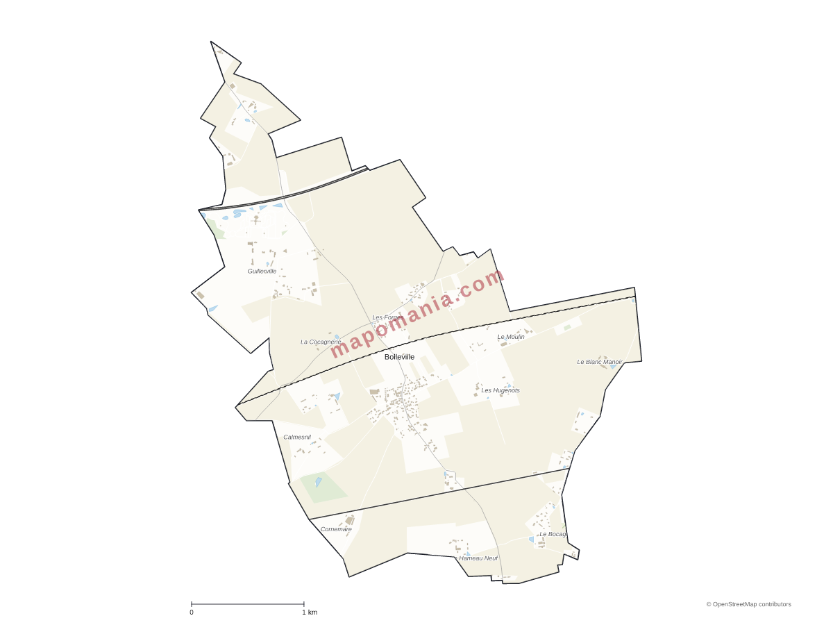 Carte de Bolleville à personnaliser