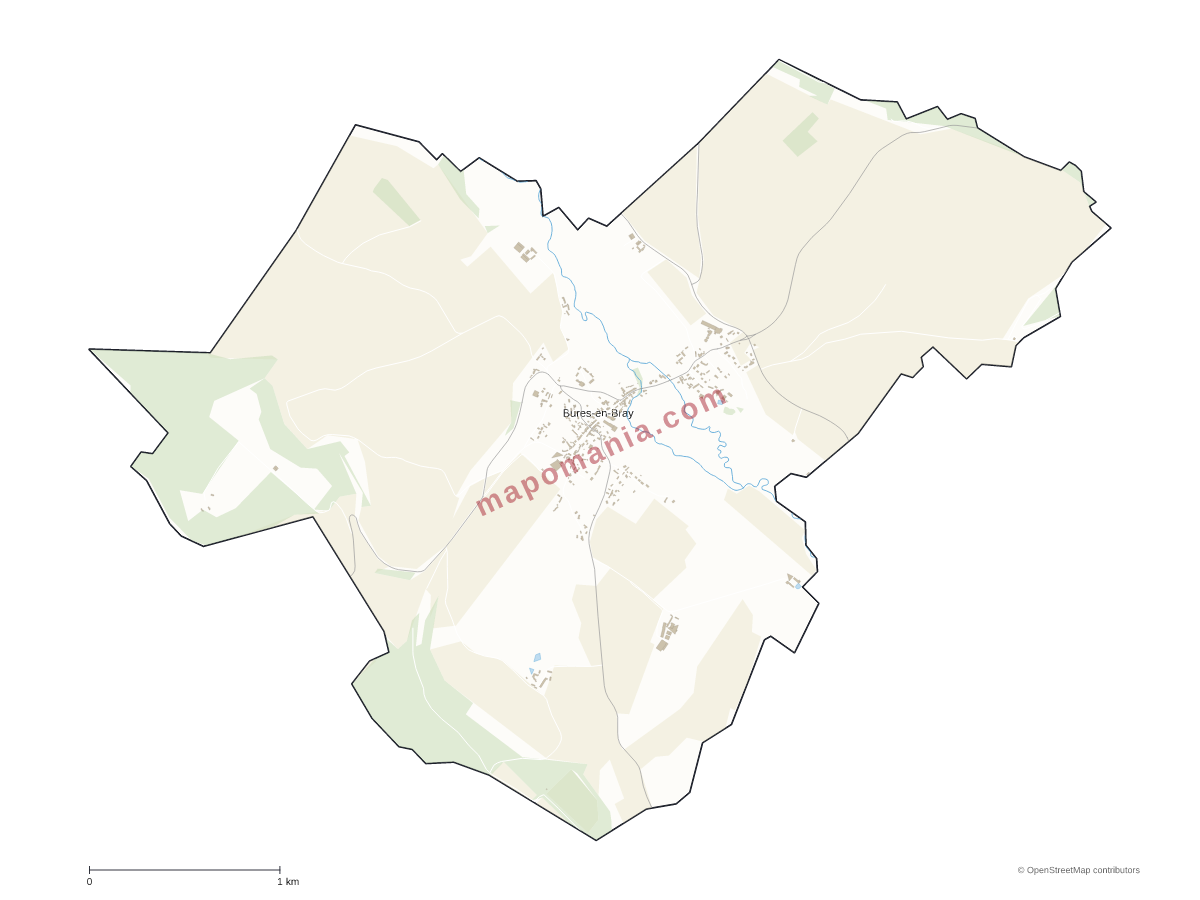Carte de Bures-en-Bray à personnaliser