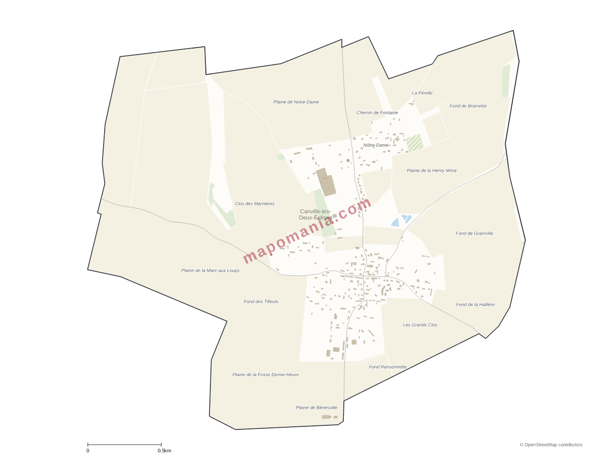 Carte de Canville-les-Deux-Églises à personnaliser