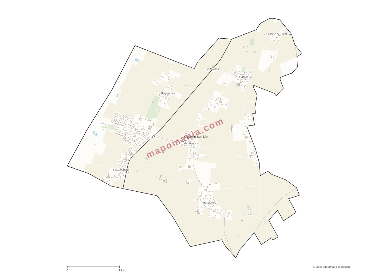 Carte de Cauville-sur-Mer à personnaliser