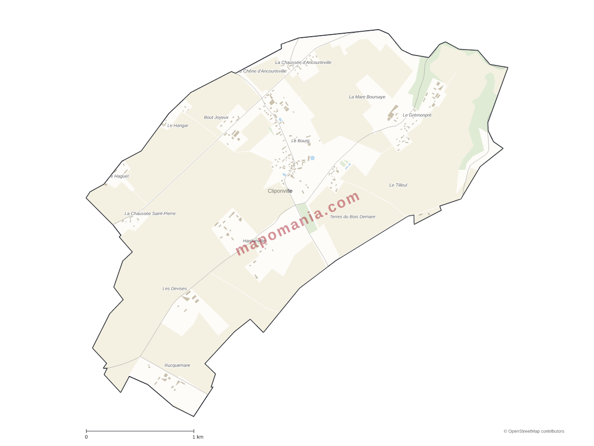 Carte de Cliponville à personnaliser