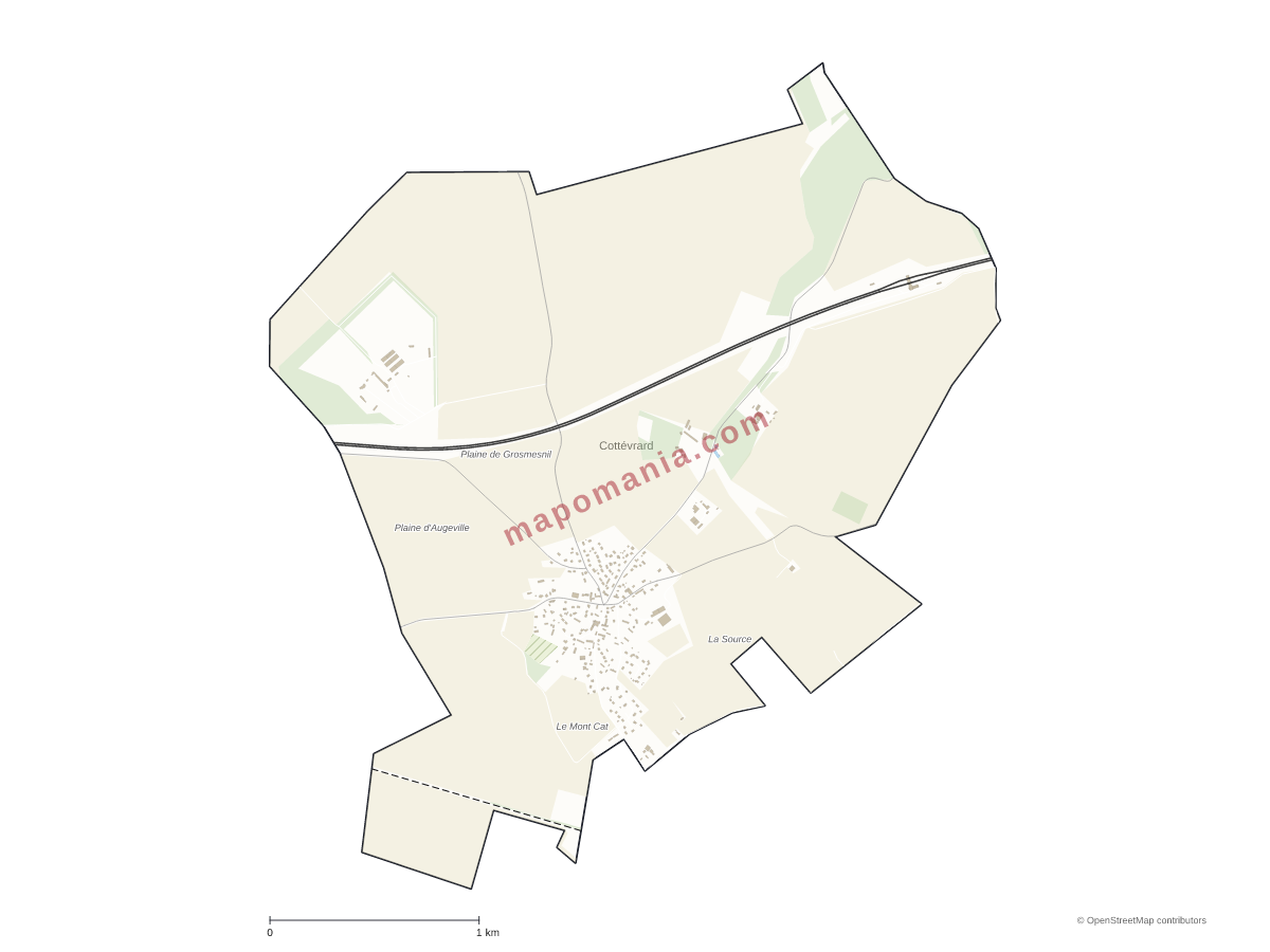 Carte de Cottévrard à personnaliser
