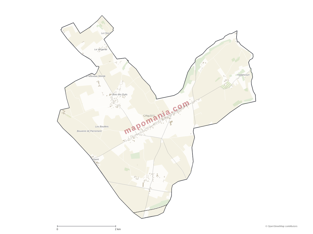 Carte de Criquiers à personnaliser