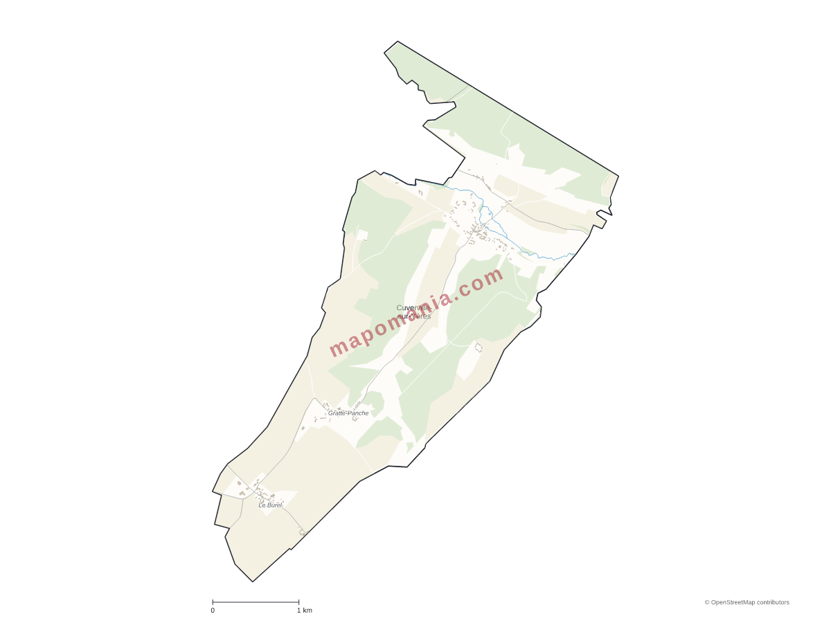 Carte de Cuverville-sur-Yères à personnaliser