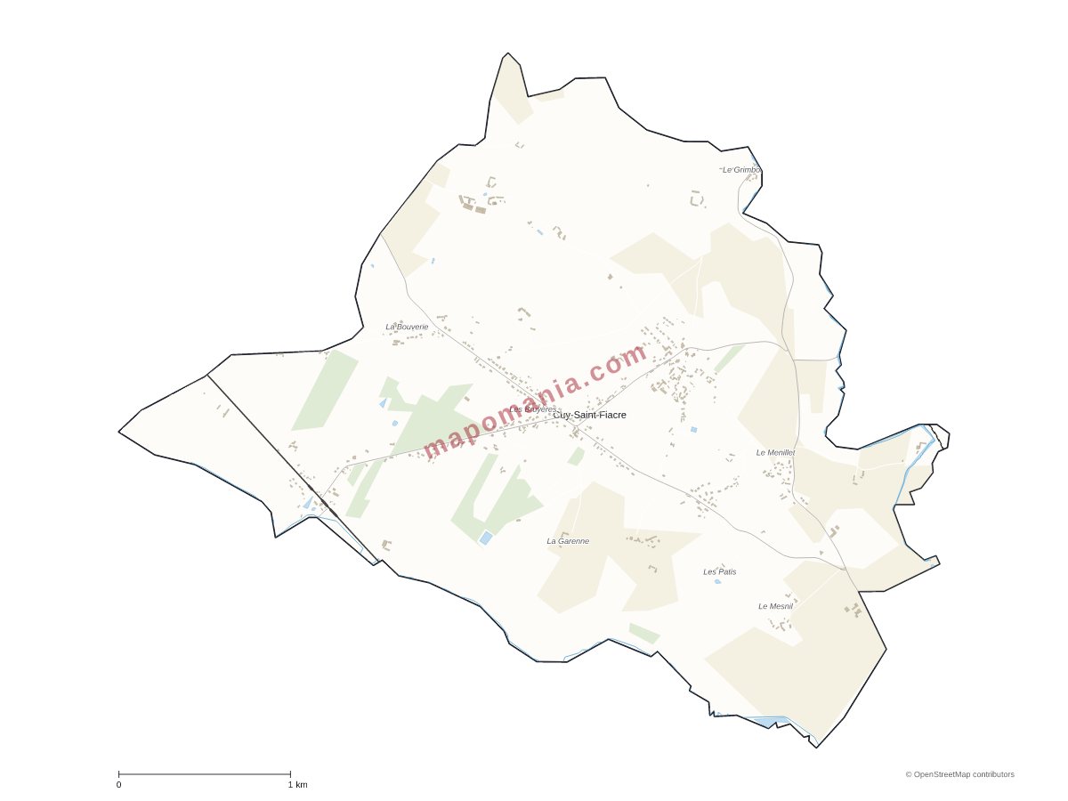 Carte de Cuy-Saint-Fiacre à personnaliser