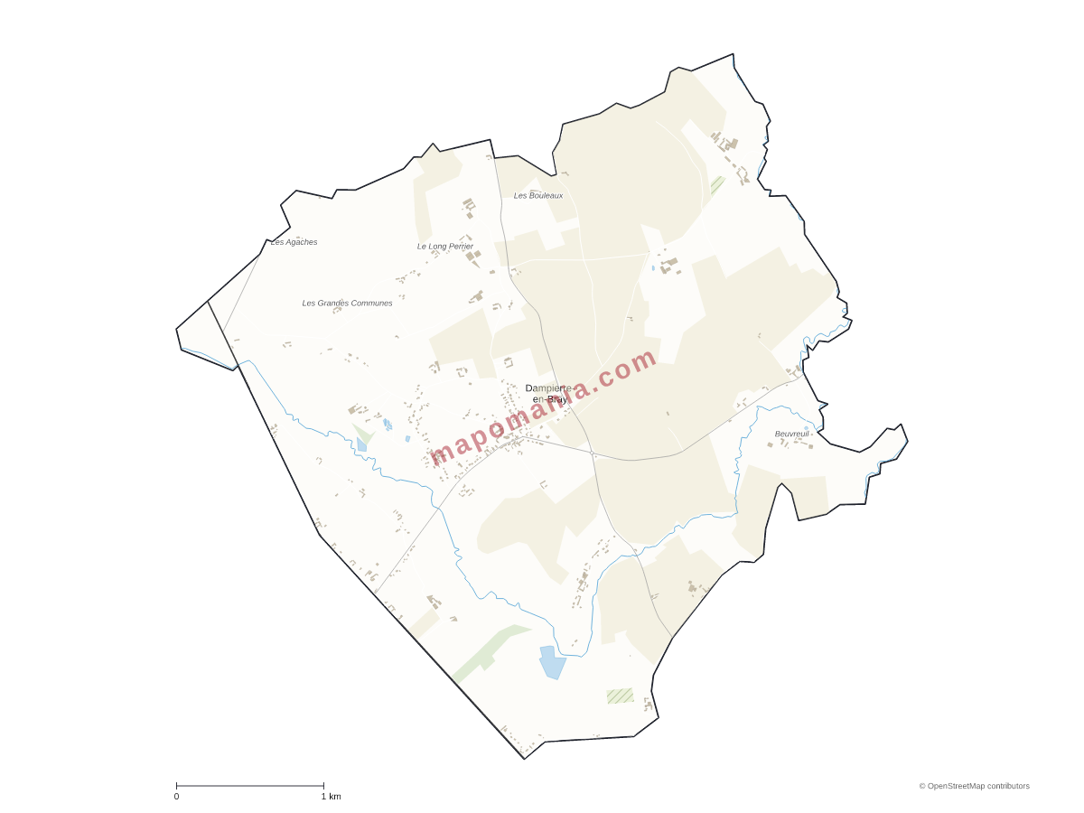 Carte de Dampierre-en-Bray à personnaliser