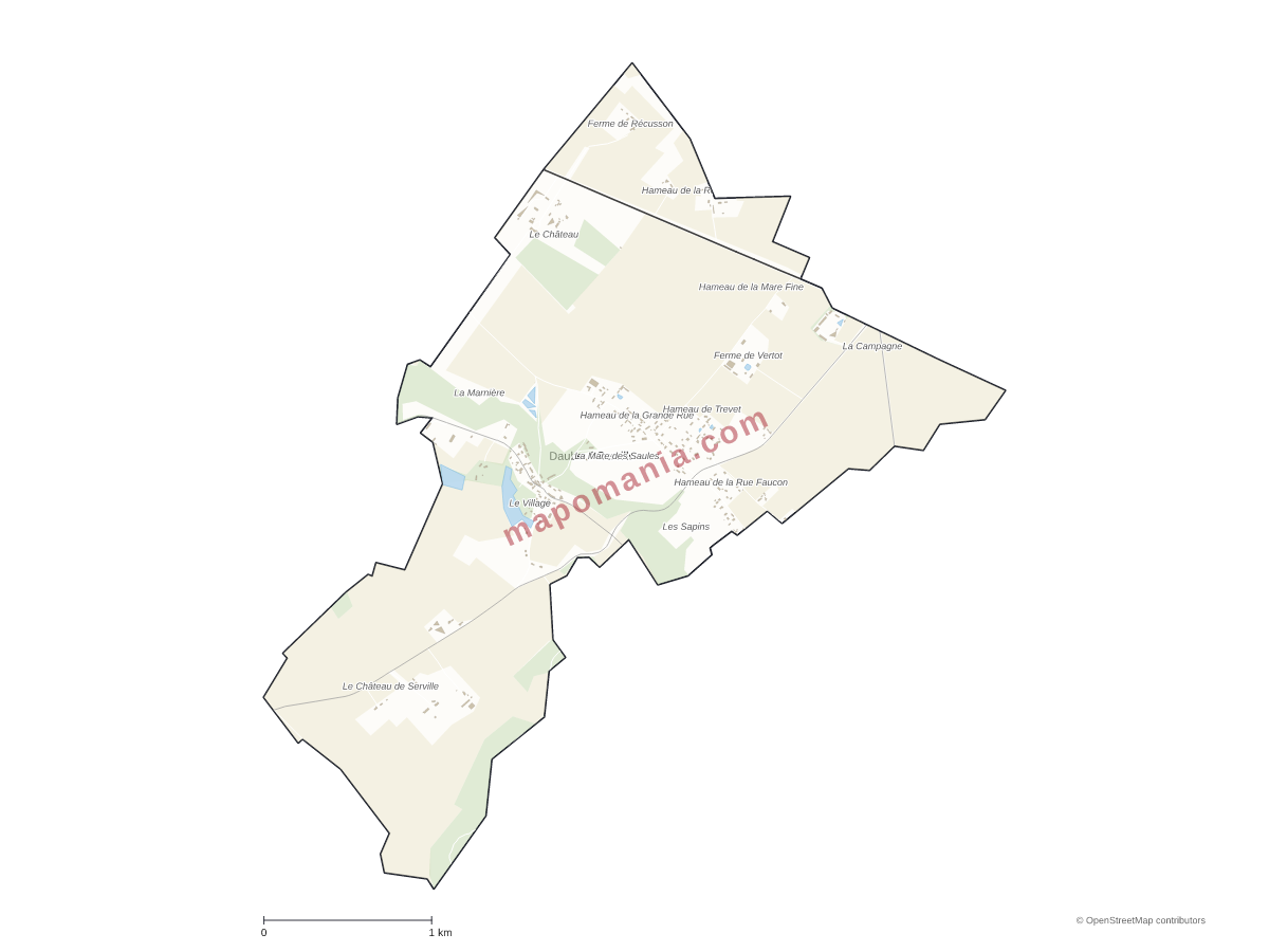 Carte de Daubeuf-Serville à personnaliser