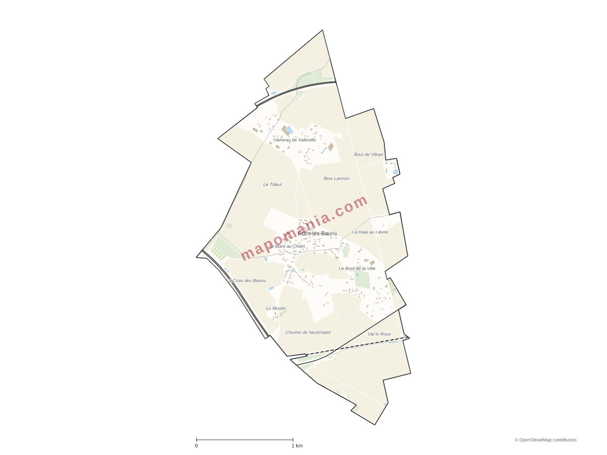 Carte de Ectot-lès-Baons à personnaliser