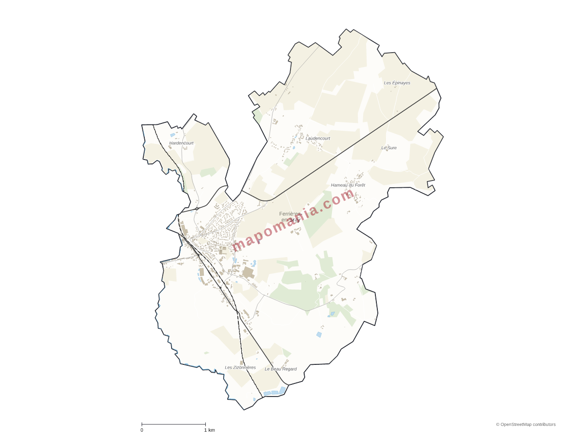 Carte de Ferrières-en-Bray à personnaliser