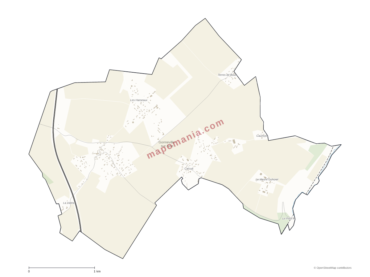 Carte de Gonneville-sur-Scie à personnaliser