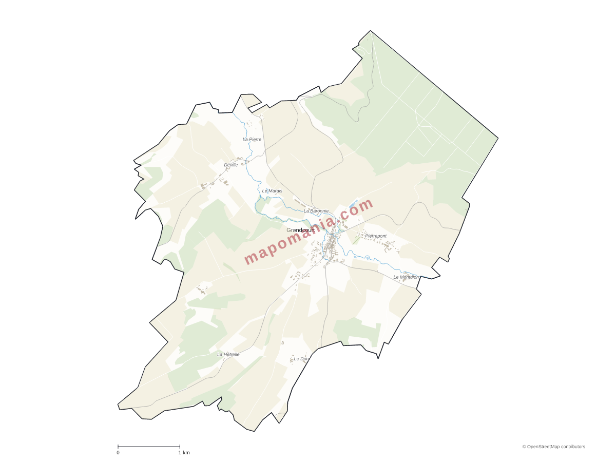 Carte de Grandcourt à personnaliser