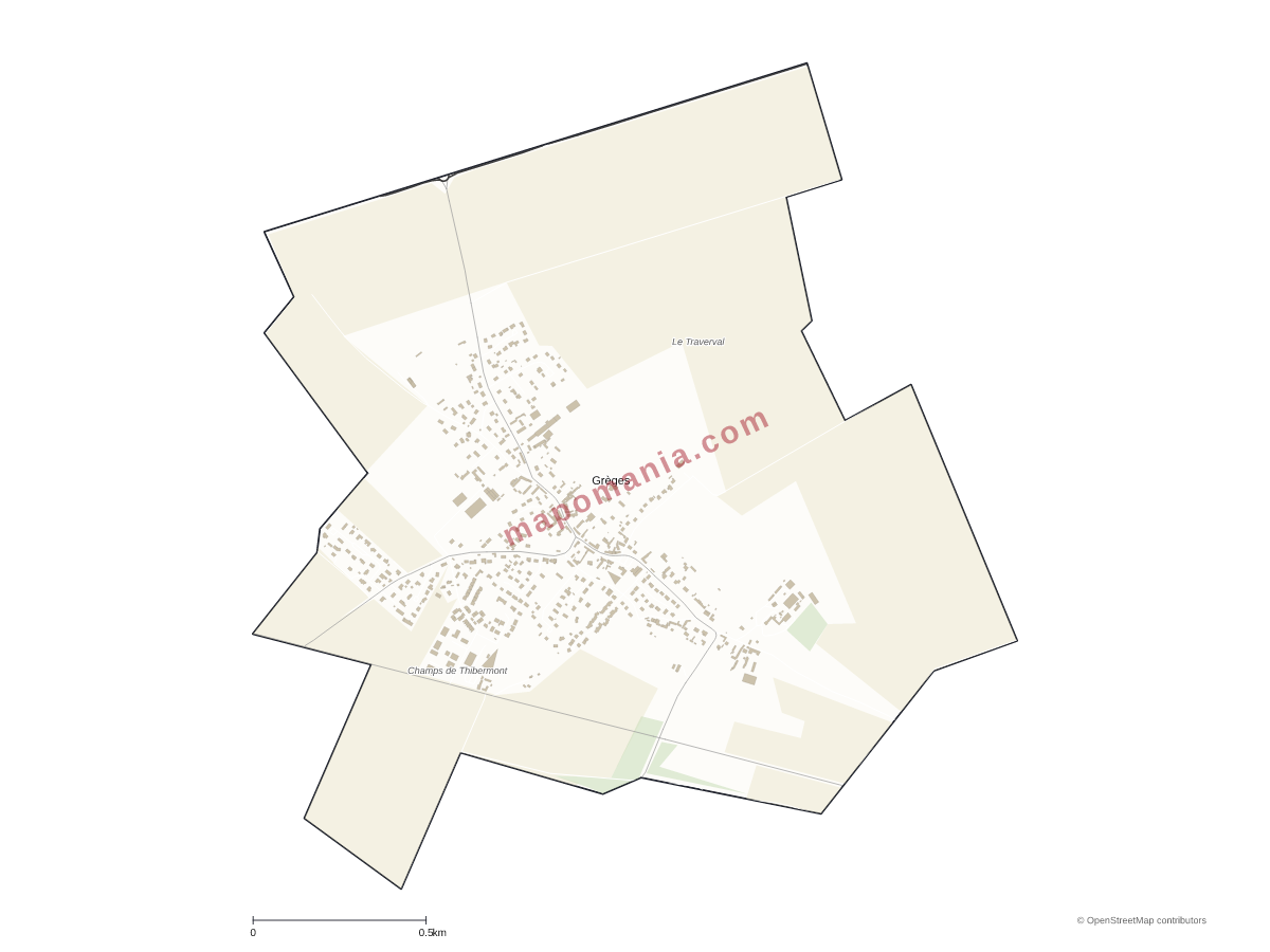Carte de Grèges à personnaliser