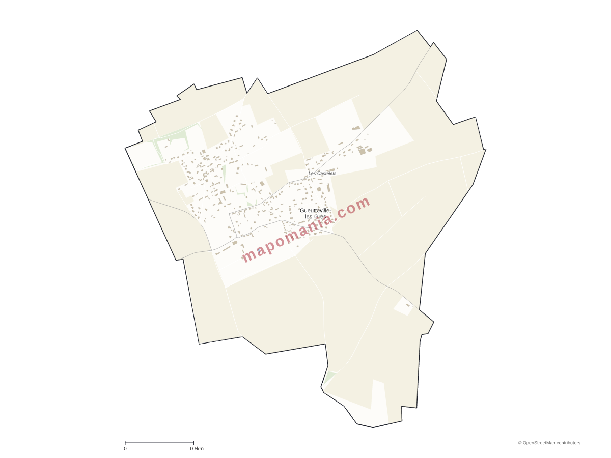 Carte de Gueutteville-les-Grès à personnaliser