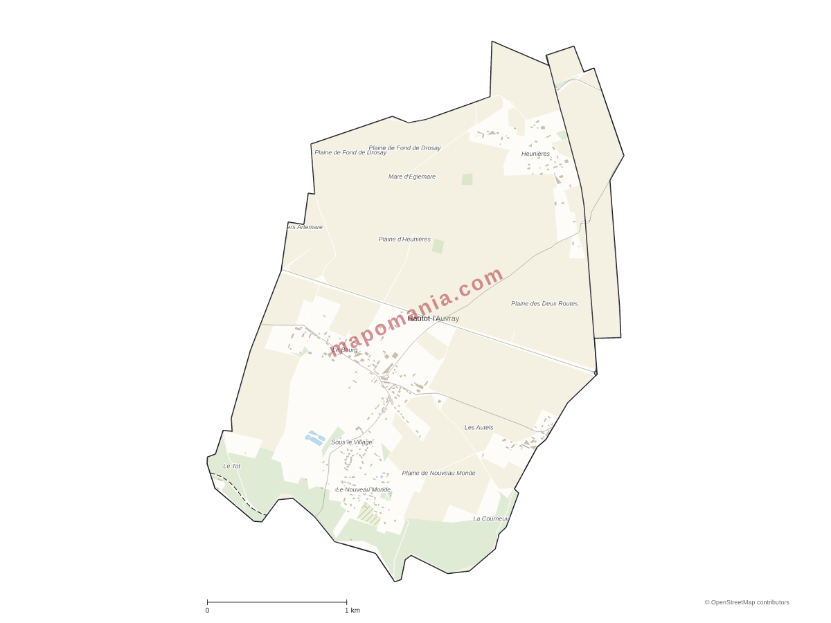 Carte de Hautot-l'Auvray à personnaliser