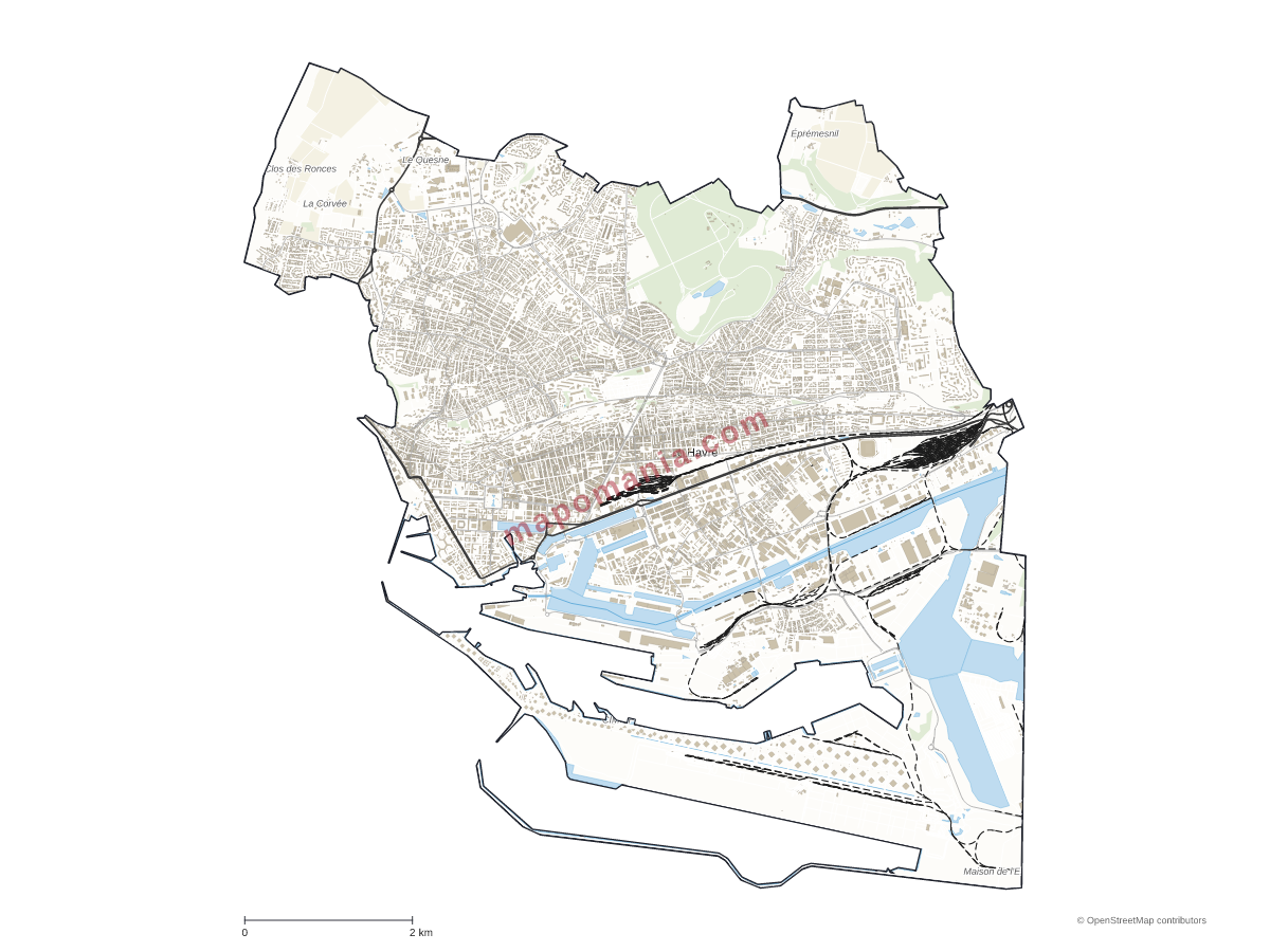Carte de Le Havre à personnaliser