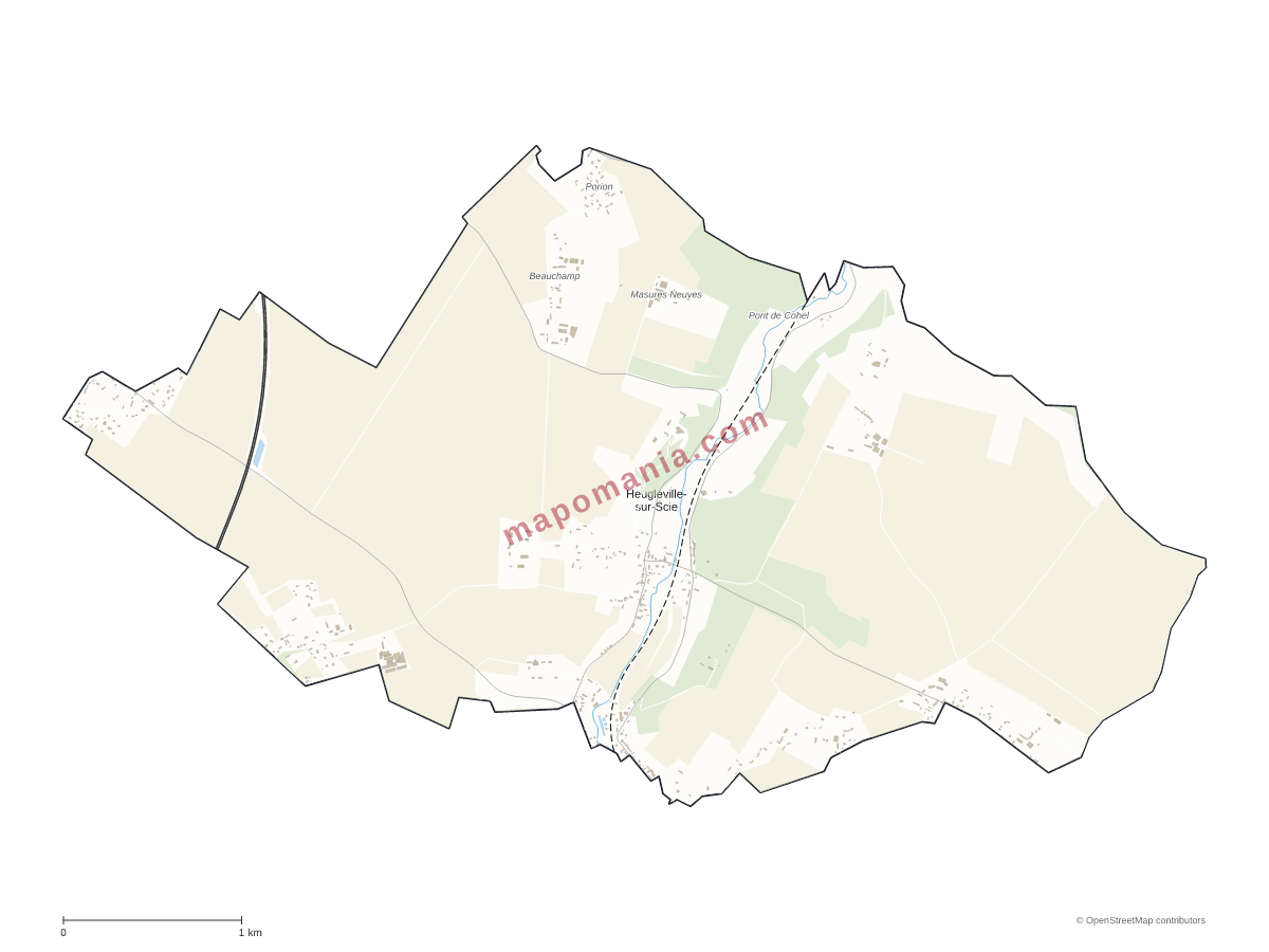Carte de Heugleville-sur-Scie à personnaliser
