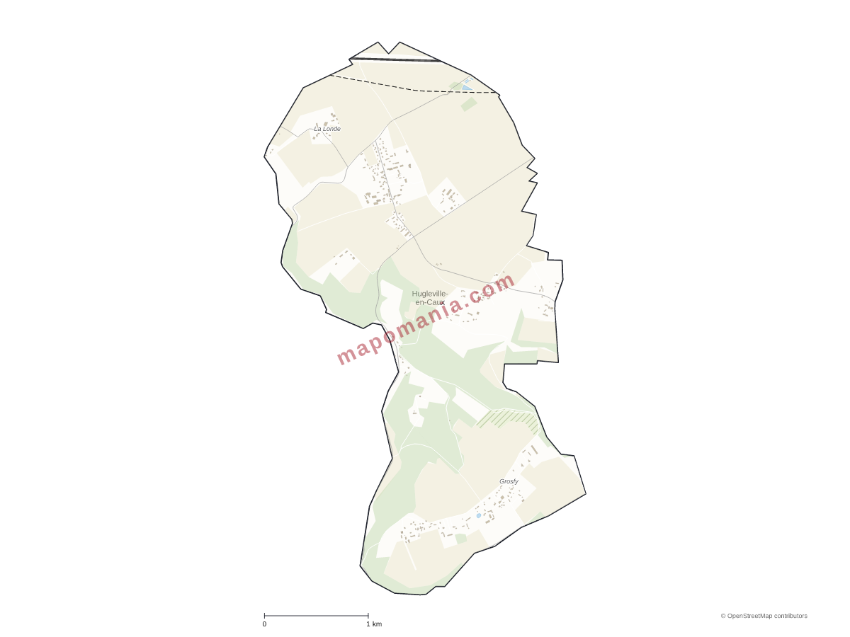 Carte de Hugleville-en-Caux à personnaliser