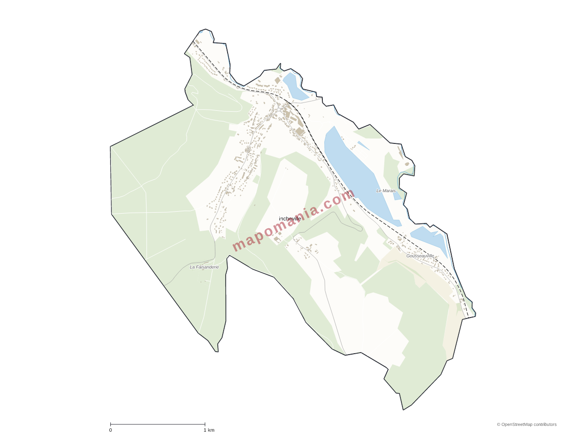 Carte de Incheville à personnaliser