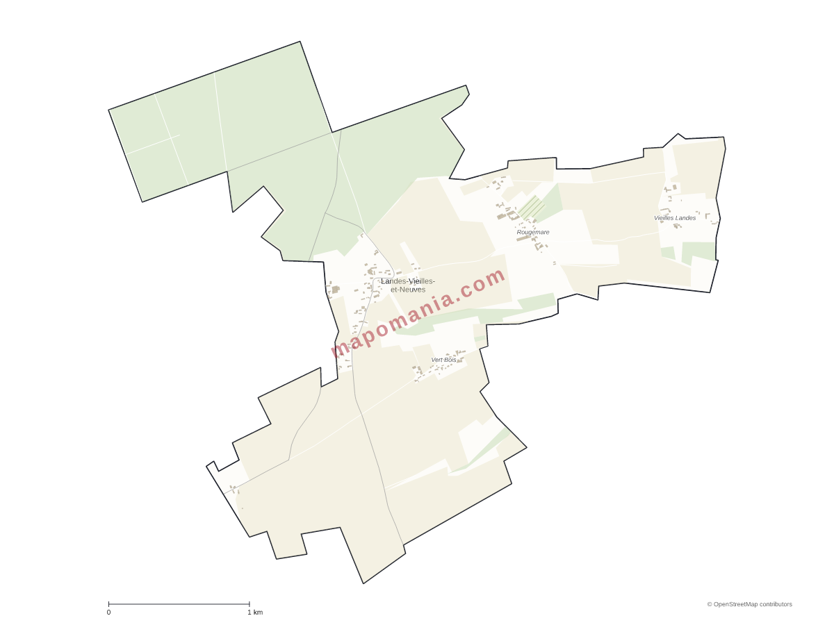 Carte de Landes-Vieilles-et-Neuves à personnaliser