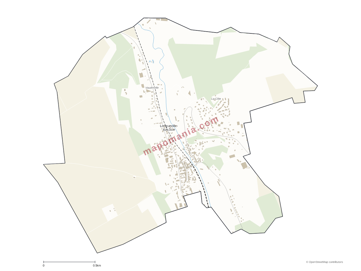 Carte de Longueville-sur-Scie à personnaliser