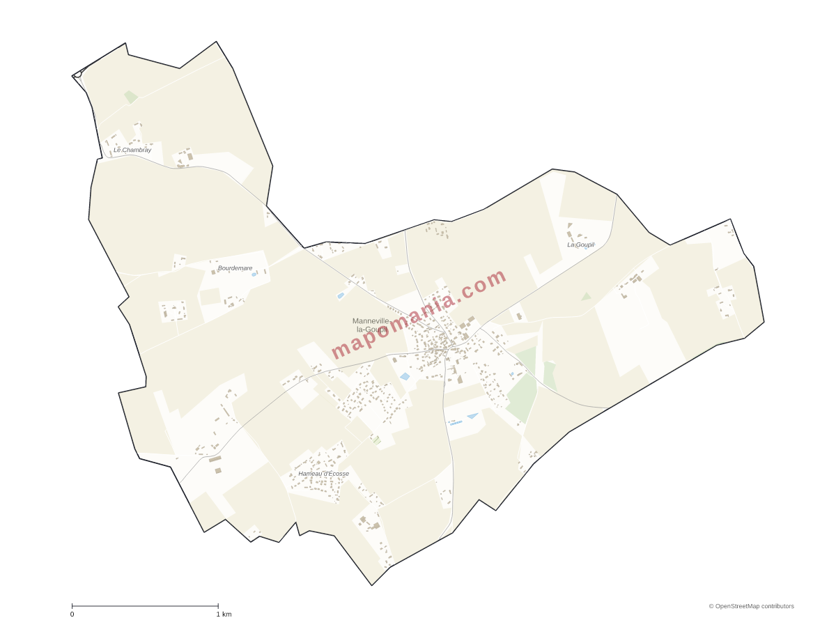 Carte de Manneville-la-Goupil à personnaliser