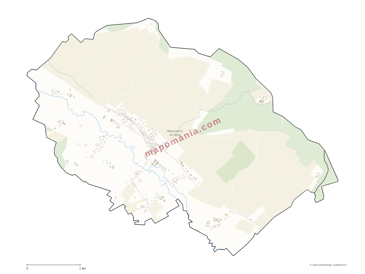 Carte de Mesnières-en-Bray à personnaliser