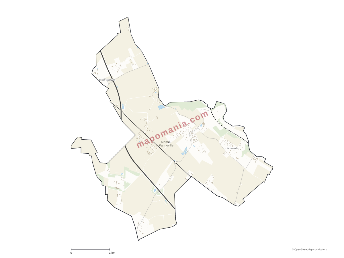Carte de Mesnil-Panneville à personnaliser
