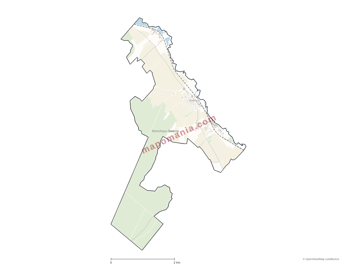 Carte de Monchaux-Soreng à personnaliser