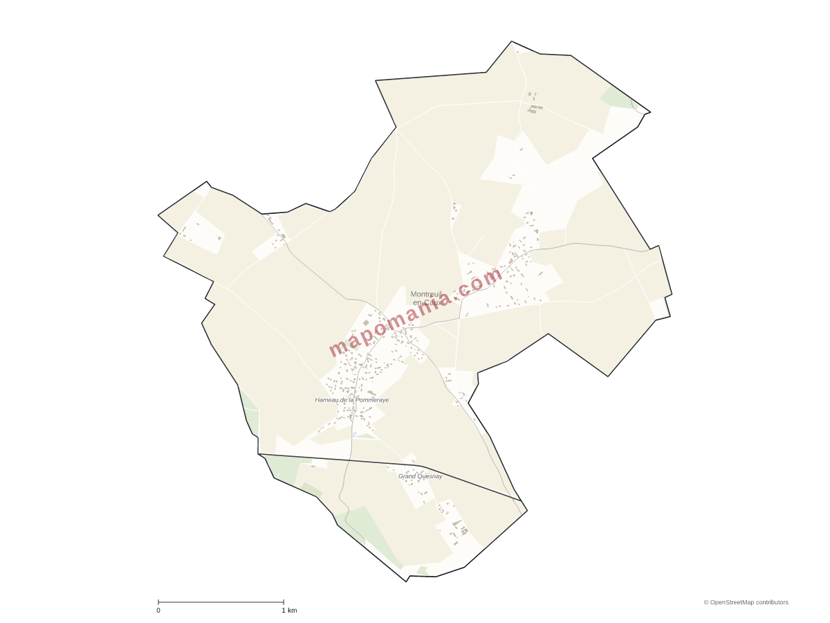 Carte de Montreuil-en-Caux à personnaliser