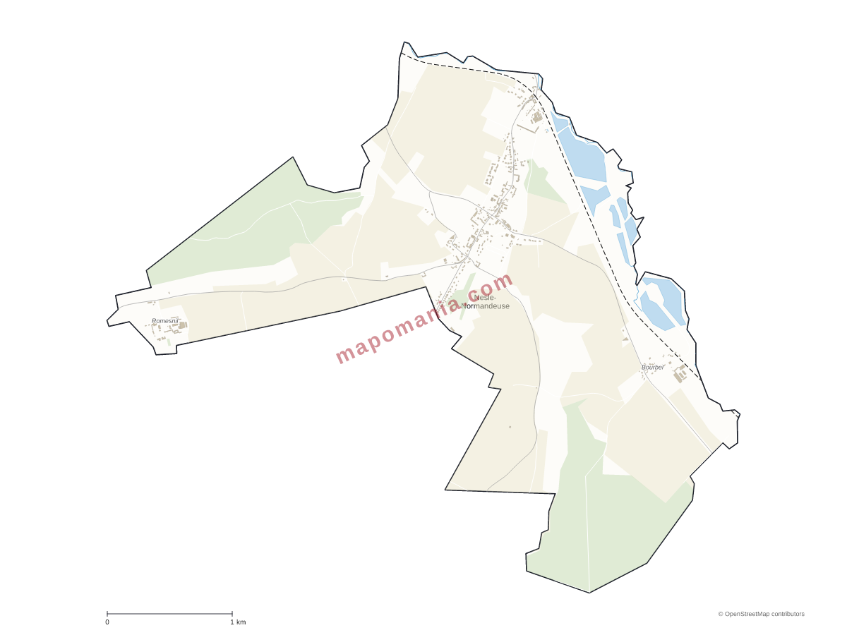 Carte de Nesle-Normandeuse à personnaliser