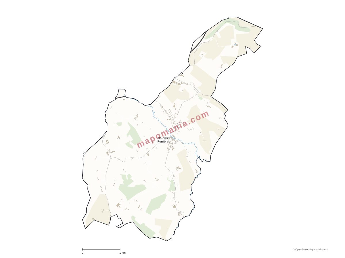 Carte de Neuville-Ferrières à personnaliser