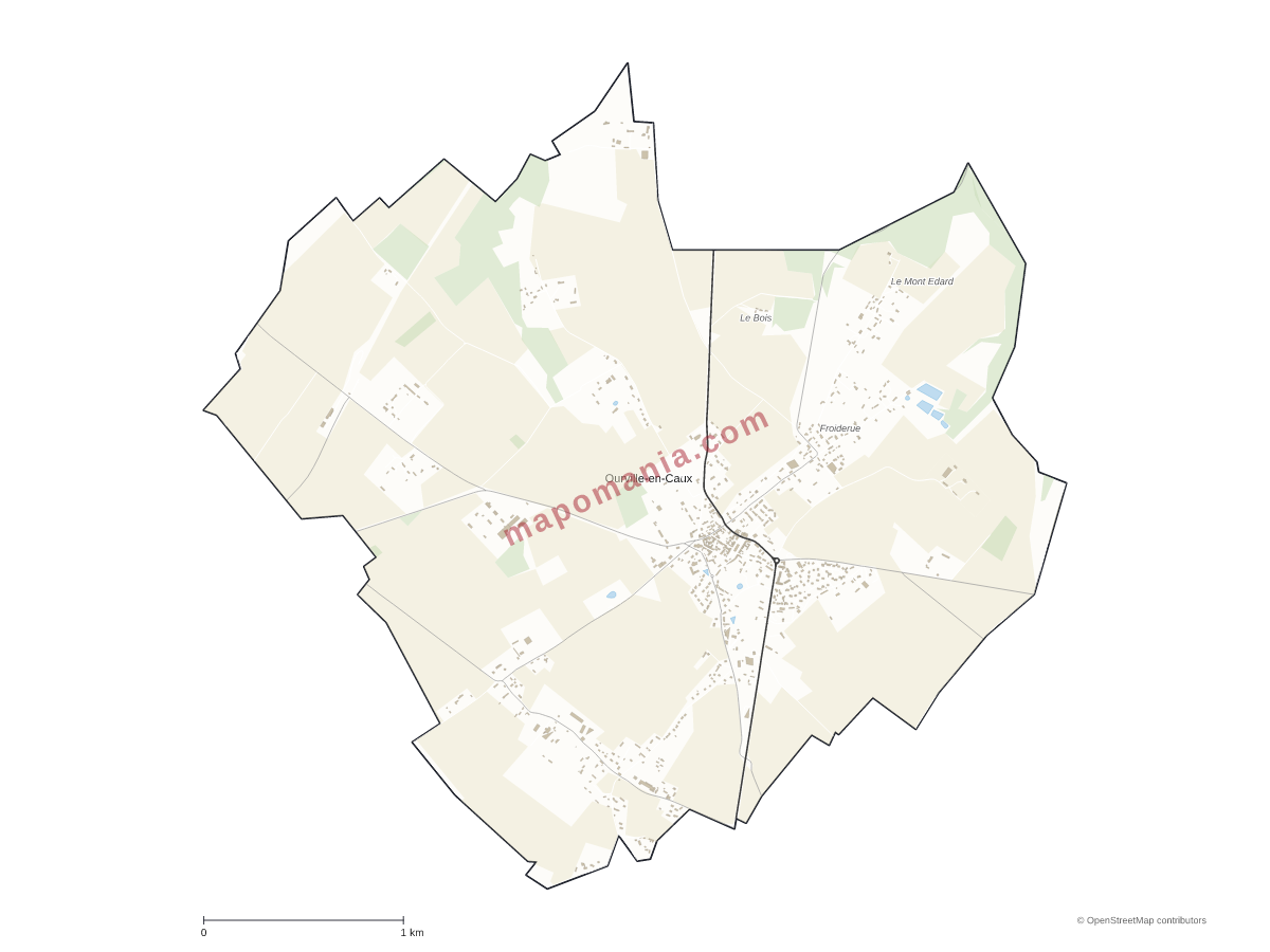 Carte de Ourville-en-Caux à personnaliser