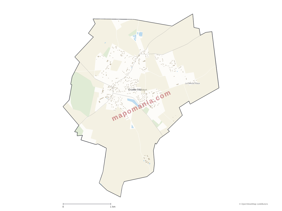 Carte de Ouville-l'Abbaye à personnaliser