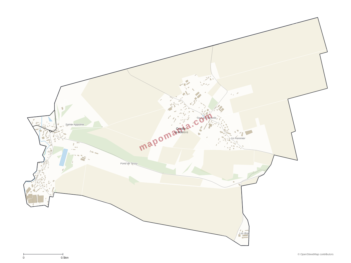 Carte de Ouville-la-Rivière à personnaliser