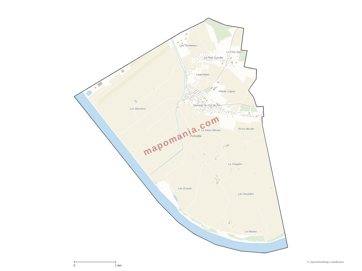 Carte de Petiville à personnaliser