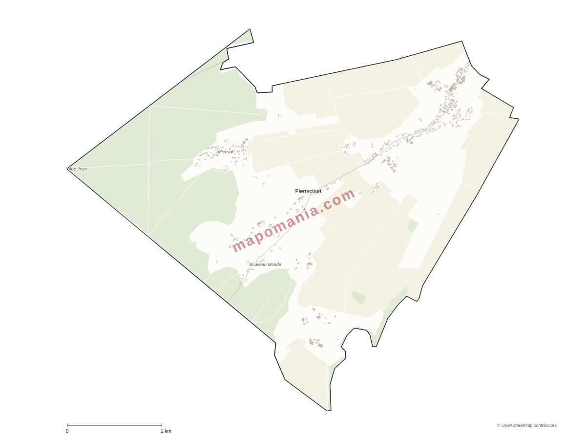 Carte de Pierrecourt à personnaliser