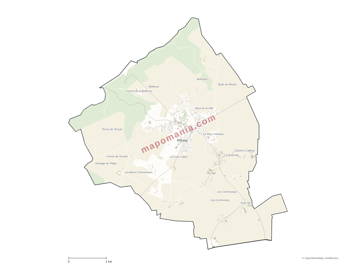 Carte de Préaux à personnaliser