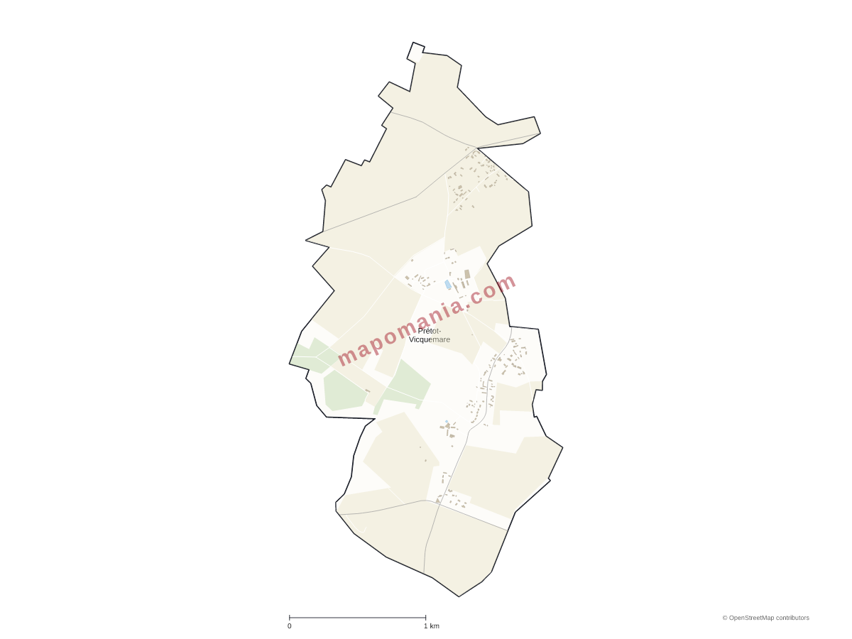 Carte de Prétot-Vicquemare à personnaliser