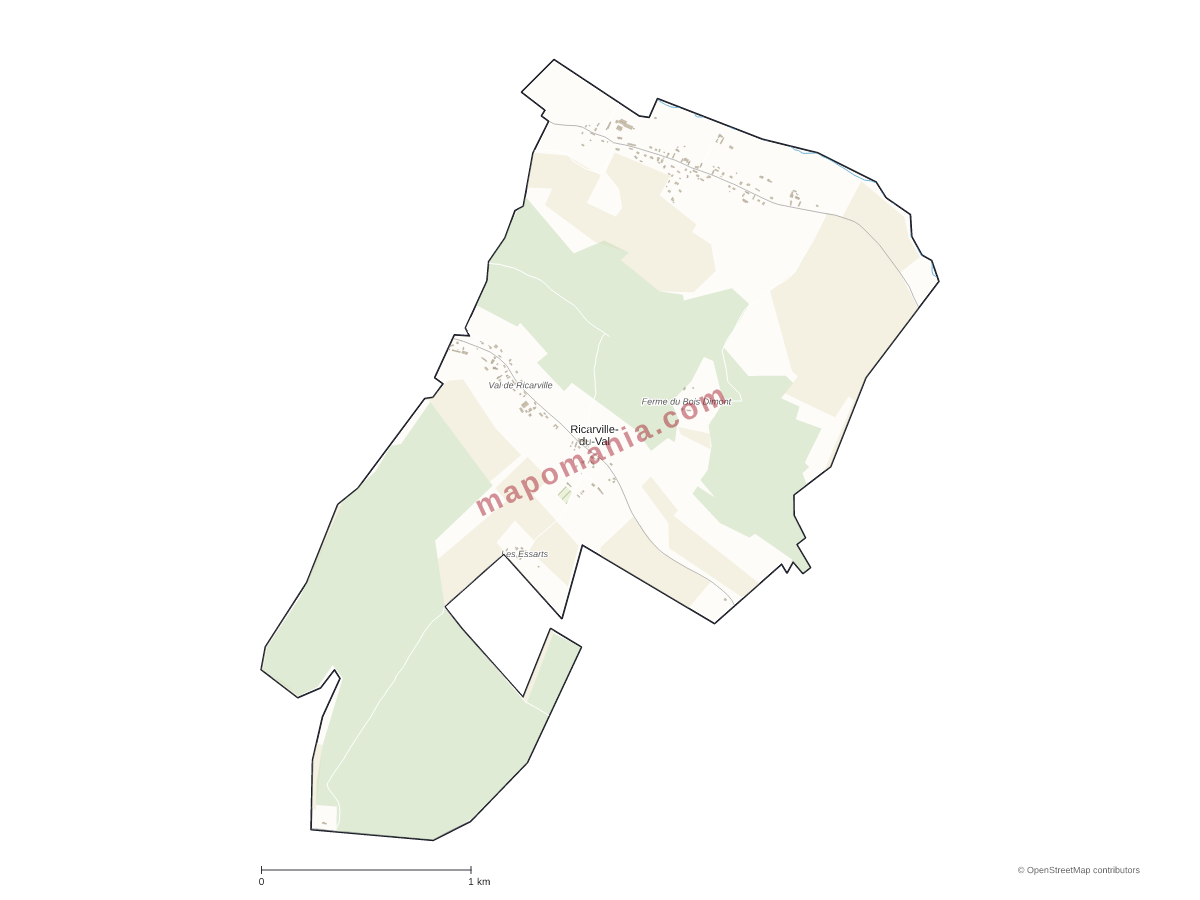 Carte de Ricarville-du-Val à personnaliser