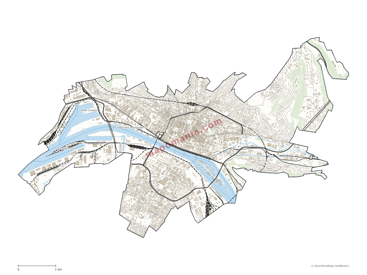 Carte de Rouen à personnaliser
