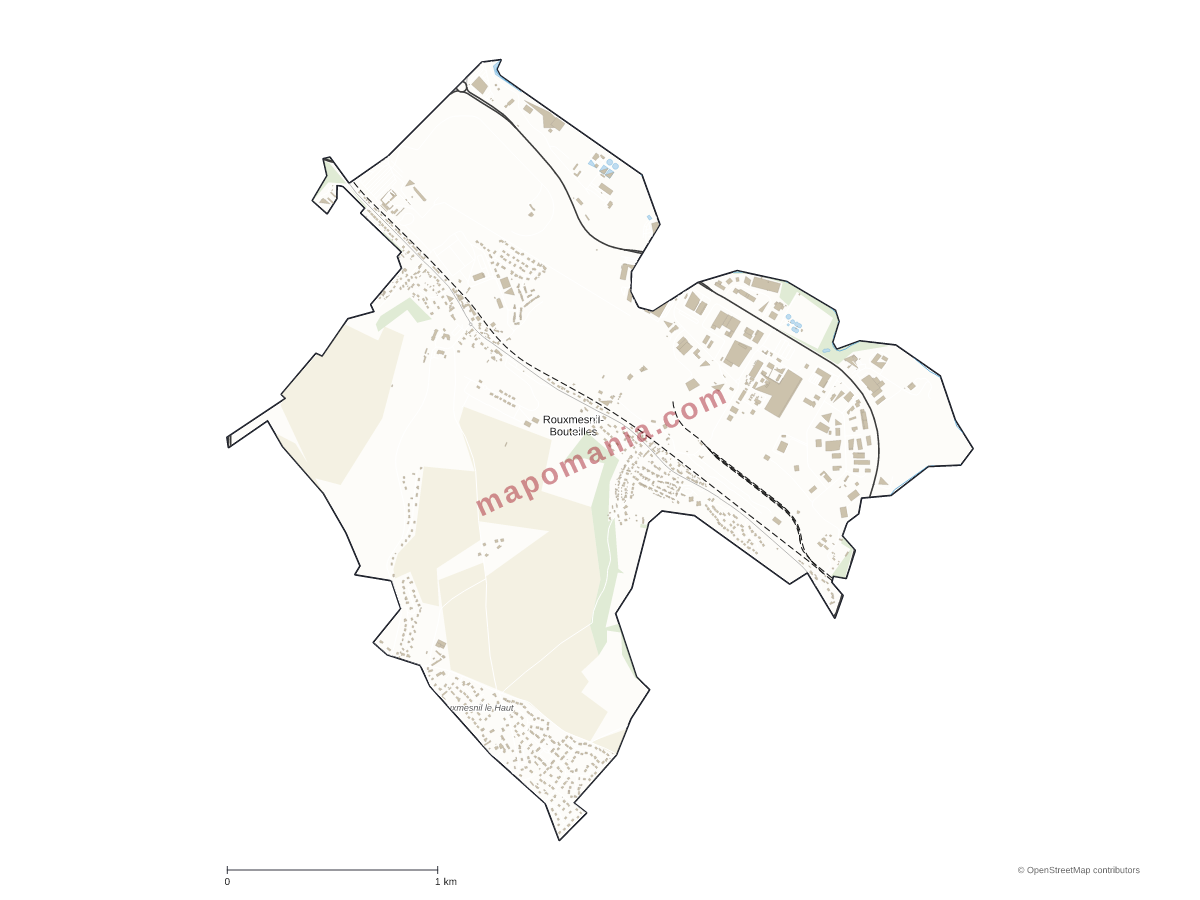 Carte de Rouxmesnil-Bouteilles à personnaliser