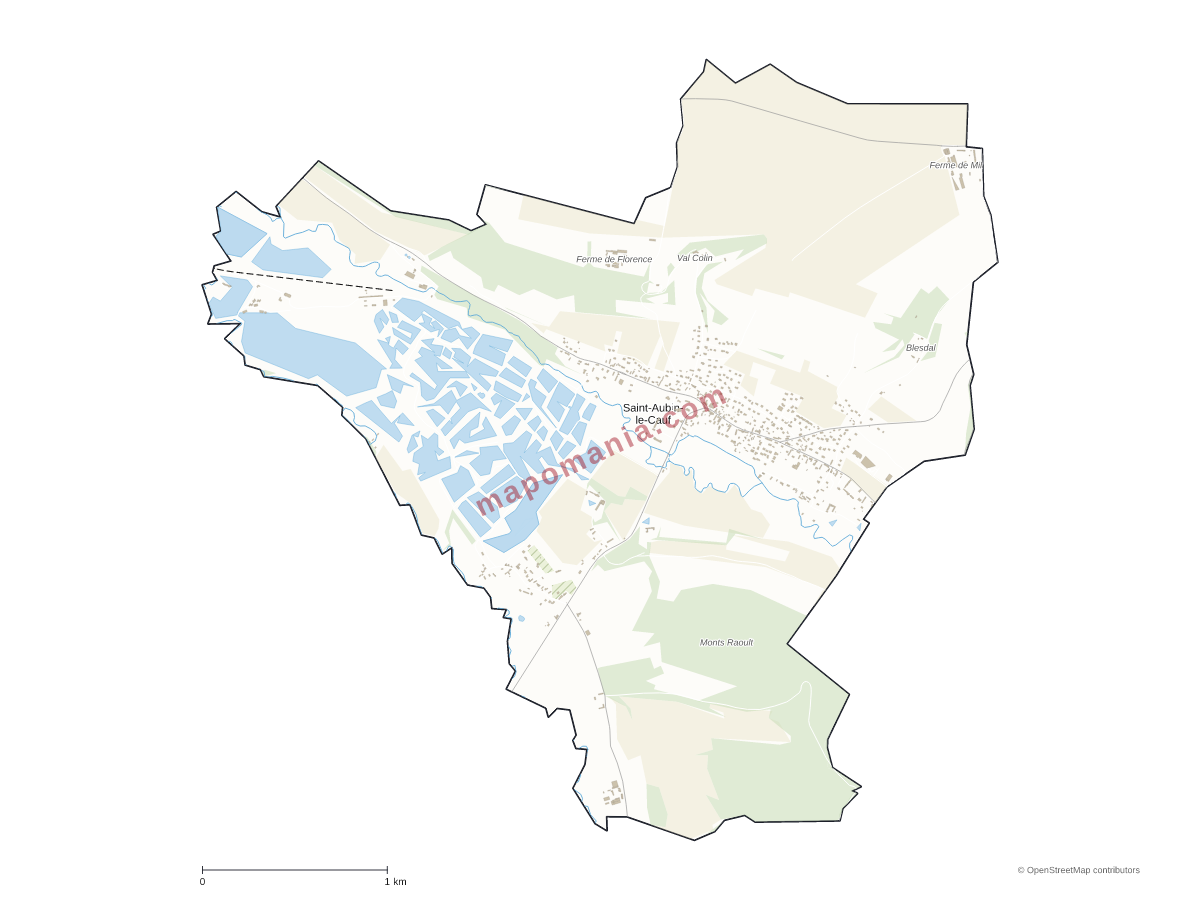 Carte de Saint-Aubin-le-Cauf à personnaliser
