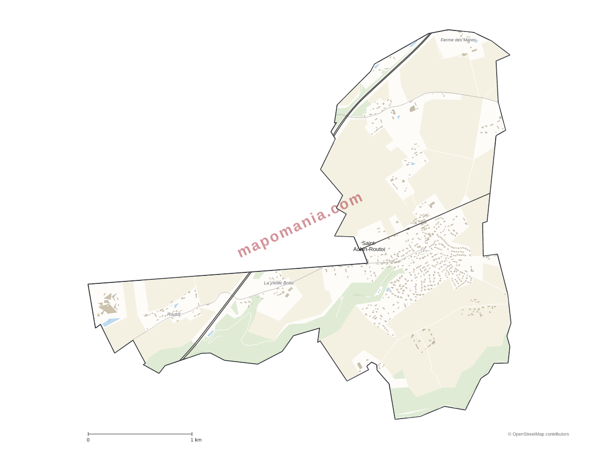 Carte de Saint-Aubin-Routot à personnaliser