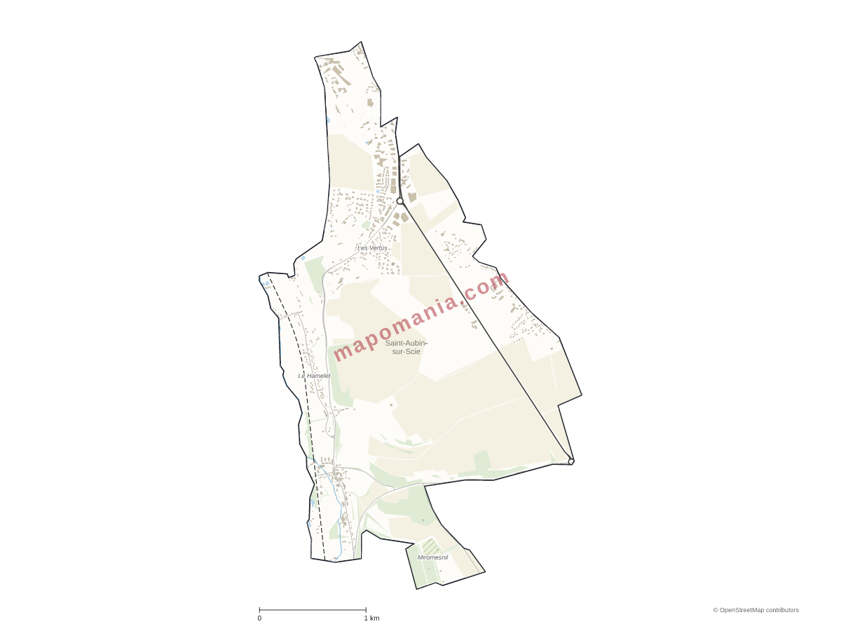 Carte de Saint-Aubin-sur-Scie à personnaliser