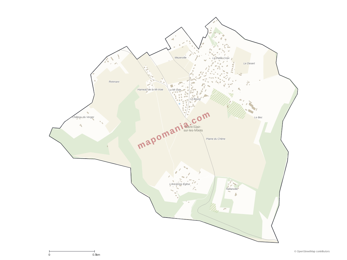 Carte de Saint-Clair-sur-les-Monts à personnaliser