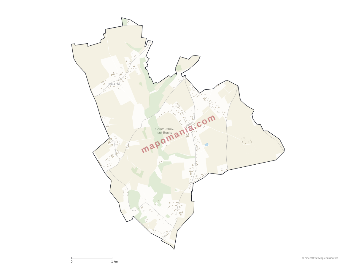Carte de Sainte-Croix-sur-Buchy à personnaliser