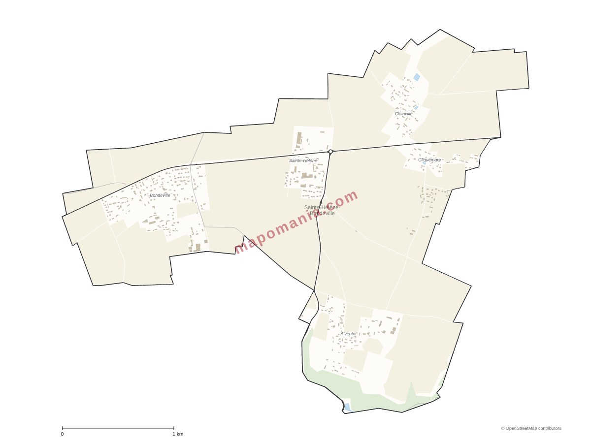 Carte de Sainte-Hélène-Bondeville à personnaliser