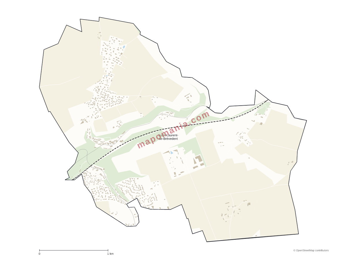 Carte de Saint-Laurent-de-Brèvedent à personnaliser