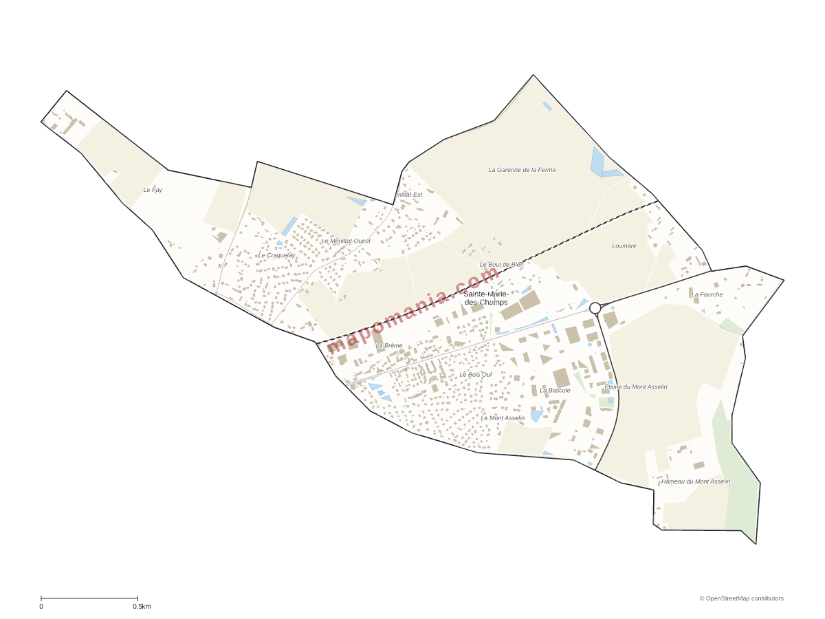 Carte de Sainte-Marie-des-Champs à personnaliser