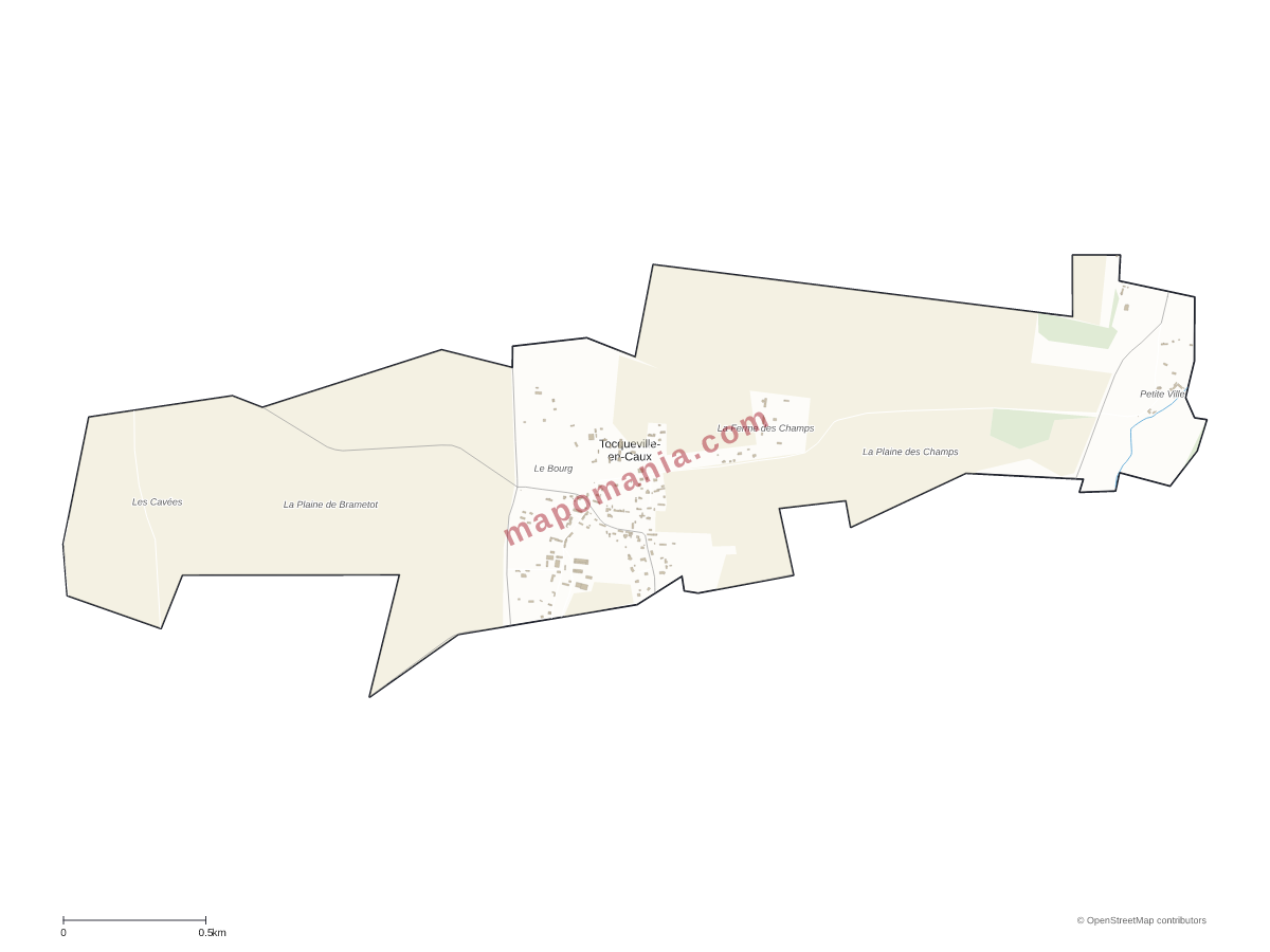 Carte de Tocqueville-en-Caux à personnaliser